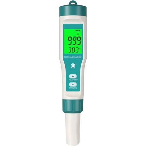 PH Meter, TDS Meter 8-in-1 PH Tester EC Meter Salt Tester High Precision, for L/Swimming Pool (8-in-1 PH Meter) (1/5)