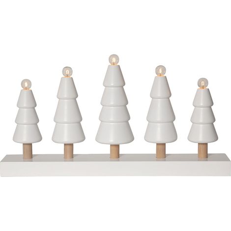 Star Trading Chandelier SKOG, forêt de sapins, blanc, bois, lampe de décoration, 5 flammes, 46cm