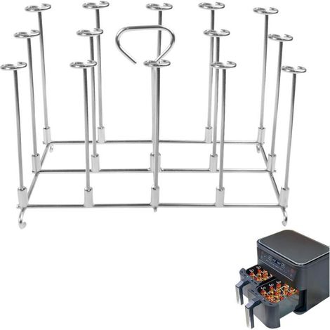 Support de brochettes pour friteuse à air double, compatible avec les friteuses Ninja Foodi AF300UK/AF400UK /Tower/Salter/Instant Vortex/EMtronics à double tiroir, 7.6 à 9.5 l (1/4)
