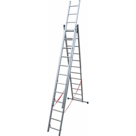 Facal – Échelle articulée aluminium 3 plans – Longueur déployée 9,08 m – Charge maximale 150 kg – Norme EN131 – Barreaux antidérapants