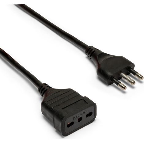 PROLUNGA 3 MT SPINA E PRESA 16A CAVO 3G1 MM² NERO (1/5)