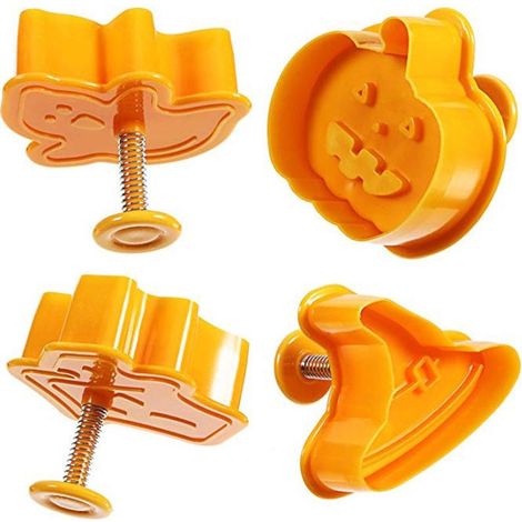 Lot de 4 emporte-pièces Halloween tampon biscuit 3D poussoir moule pâtisserie DIY ustensiles cuisine (1/5)