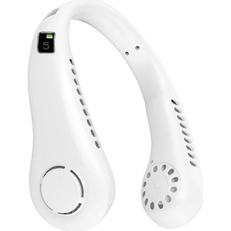 Ventilateur de cou portable sans pales, 5 vitesses, avec affichage numérique.blanc. (1/5)