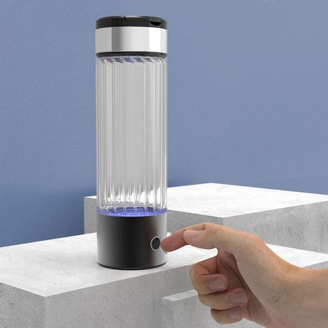 Bouteille d'eau à hydrogène 460 ml, portable, technologie SPE, batterie rechargeable intégrée, noire (1/5)