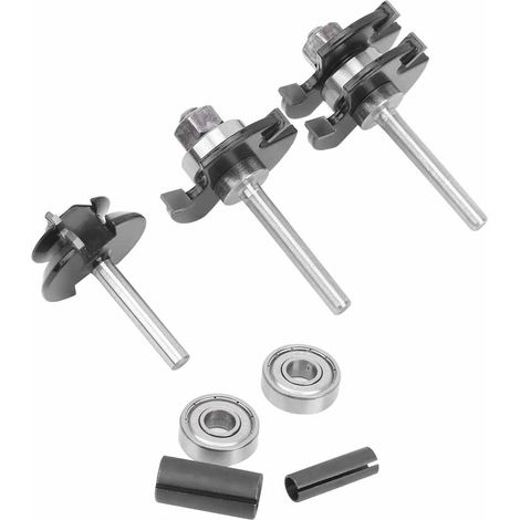 Jeu de 7 Fraises pour Défonceuse - Queue de 45° en Alliage Dur - Pour Assemblage à Onglet et Rainurage de Précision - Outillage Professionnel pour le Travail du Bois (1/5)