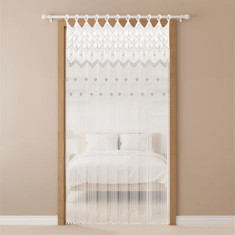 YISSALE-120 x 195 cm Gewebter Türvorhang mit Holzringen Wanddekoration im Boho-Stil Türvorhang Fenstervorhang Schlafzimmer-Türvorhang Fenstervorhang Fensterbankvorhang (1/5)