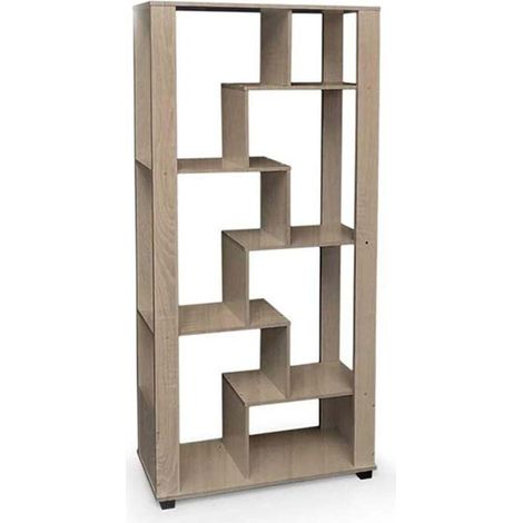 Mobile libreria moderna in legno mdf a 7 moduli parete attrezzata 176x88x30 cm Legno Naturale (1/2)