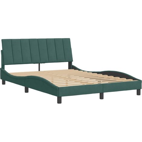vidaXL Cadre de lit sans matelas Hanko vert foncé 140x190 cm velours (1/5)