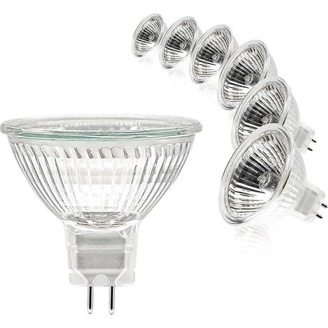 Ampoule spot MR16, 12 V 50 W, culot GU5.3, dimmable, ampoules halogènes blanc chaud 2700 K, lot de 6 (MR16-50W-6P) (1/5)