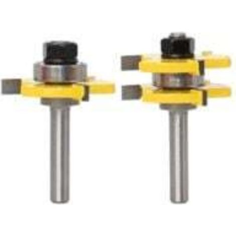 Tongue and groove router bit set, 3 flutes, 8mm shank, T-shaped wood router bit, woodworking tools (1/4)