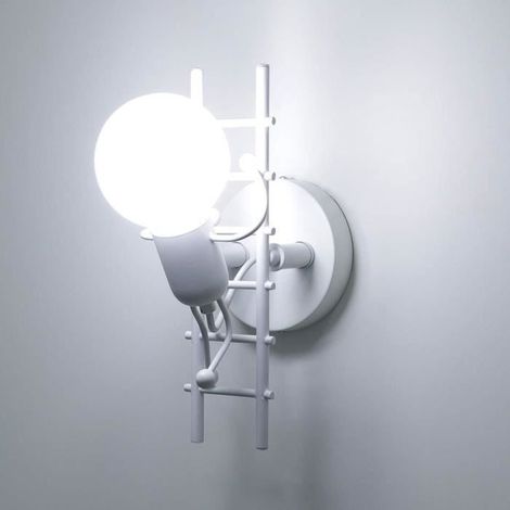 Applique Murale Interieur Lampe Murale Moderne Lampe de Mur Art Déco Max 60W E27 pour Chambre Cuisine, Blanc (1/4)