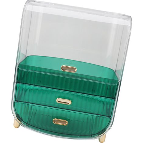 Coiffeuse Organisateur Rangement Domicile Dormitoire Boîte de Rangement Masque Visage Rouge à Lèvres Tiroirs Étagère Vert (1/5)
