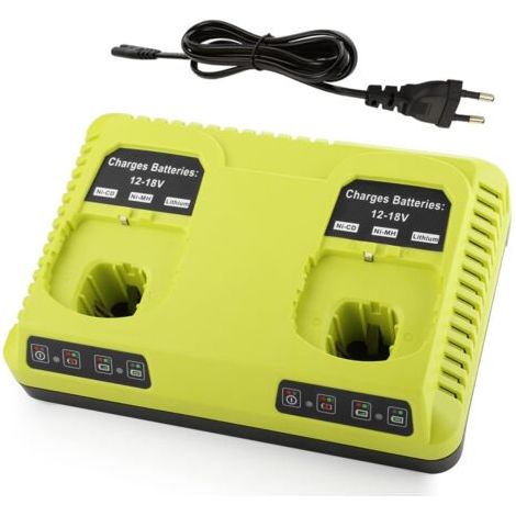 Applicable Chargeur pour Ryobi 3A 12V-18V Dual Port Chargeur de Remplacement pour Ryobi Batterie One+ P108 P107 P104 P105 P102 P103 (1/5)