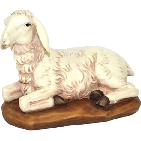 Pecora seduta in poliresina per presepe di natale animali sacra famiglia 10 cm