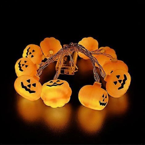 Guirlande lumineuse citrouille d'Halloween 1,5 m, 10 LED, décorations pour fête d'Halloween, intérieur et extérieur, lampe fantôme, ornement 2024Style16