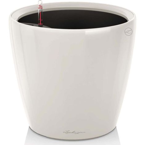 LECHUZA Pot de fleurs Classico 35 LS ALL-IN-ONE - 35 x 32,5 cm - Blanc brillant - Système d'irrigation - Vol plantation: 13 L (1/5)
