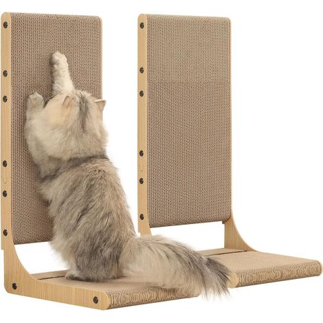 2er-Pack Katzenkratzbrett, 65 cm hohe, L-förmige Kratzbäume aus Pappe für Wohnungskatzen, Kratzbaum für Wand und Sofa, groß