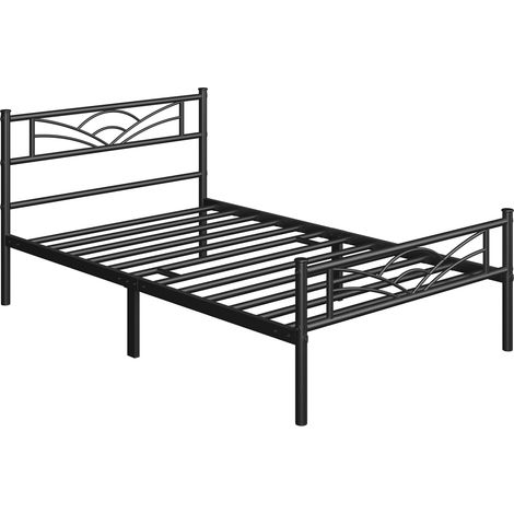 Yaheetech Struttura Letto in Ferro con Spazio Aggiuntivo per Camera da Letto Ospiti Soggiorno Singolo 90 x 190 cm Nero (1/5)