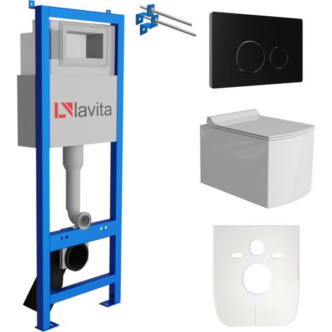 LAVITA WC Set mit Vorwandelement, Wand-WC und Spülknopf (1/5)
