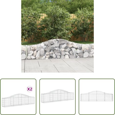 Barrières de jardin - Paniers à gabions arqués 2 pcs 200x30x40/60 cm Fer galvanisé (1/5)