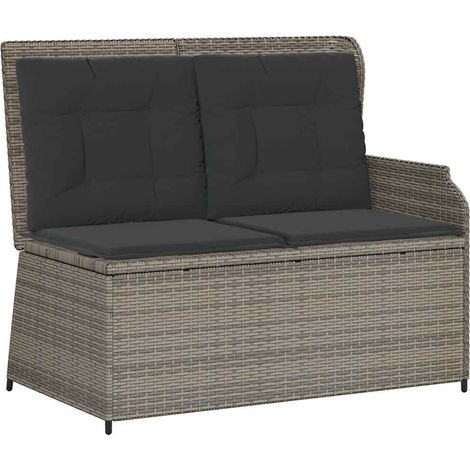 Maison Exclusive - Gartenbank Verstellbar mit Kissen Grau Poly Ra