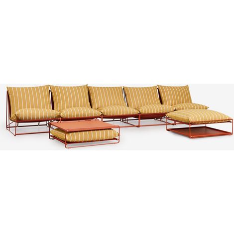 Set di divani modulari Amaro da 5 pezzi con tavolino laterale e pouf trasformabile SKLUM            