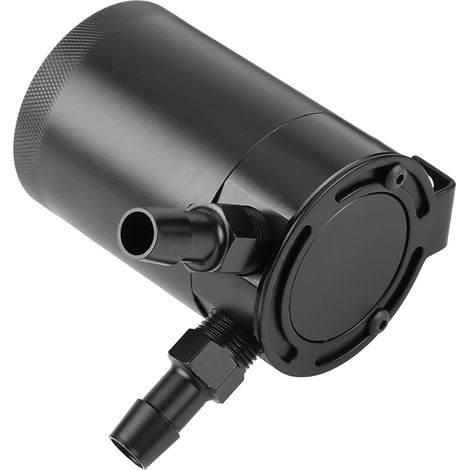 Universeller Ölabscheider aus kompakter Aluminiumlegierung, 2 Anschlüsse, schwarz, mit Schwallblechen versehener Behälter für Turbolader, Motoröldampffilter, Autoersatzteil. (1/5)