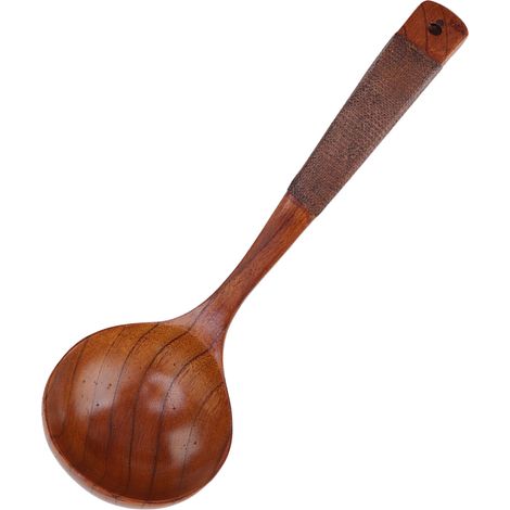 Cuillère japonaise à long manche incurvé, grande cuillère à soupe ronde en bois, type 1 (1/5)