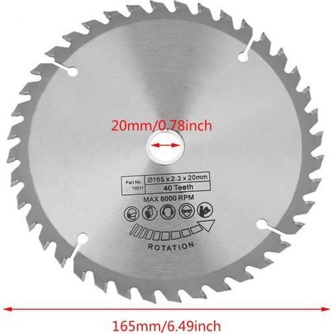 Lame de scie circulaire VVIKIZY - 165 mm x 20 mm - 40 dents - Coupe du bois (1/4)
