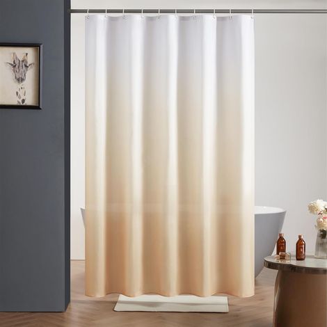 c Rideau de Douche Crème Jaune Anti Moisissure Tissu Lavable en Machine Rideau de Bain Textile Imperméable en Polyester Design avec 8 Crochets 120x200cm (1/5)