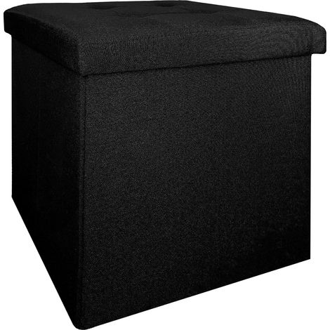 Pouf Contenitore Salvaspazio Portaoggetti Porta Scarpe Panca Sgabello A Pie Di Letto Quadrato Poggiapiedi Panchina Portata 150Kg Nero - Quadrato (1/4)
