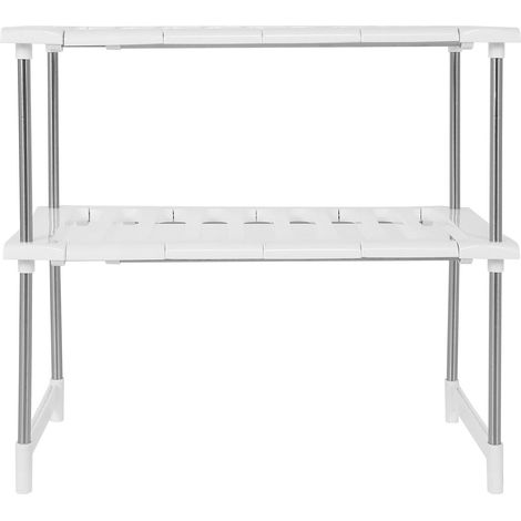 Étagère de rangement extensible à 2 niveaux en acier inoxydable pour sous-évier, support pour étagère de cuisine (1/5)