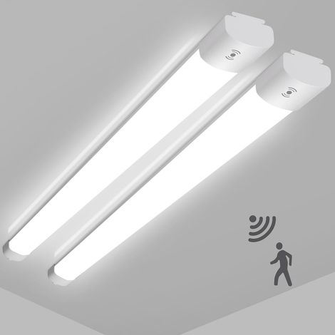 2x Neon LED 90CM, 30W 3300LM, Plafonnier avec Détecteur de Mouvement, IP65 Étanche, Luminaire pour Atelier, Sous-sol (1/5)