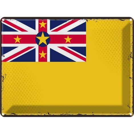 Plaque métallique 30x40 cm Niue Rétro Drapeau de Niue Blason (1/5)
