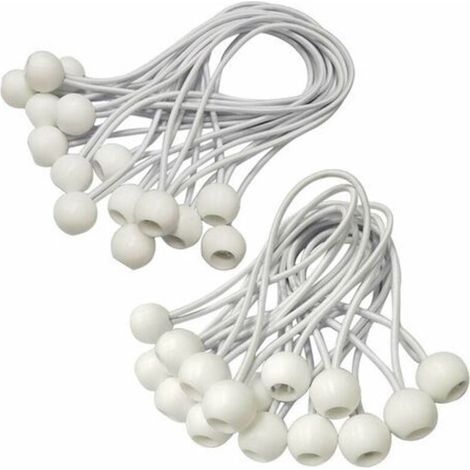 Tendeur Elastique,Sandow Elastique,30 Pièces Tendeur Bache pour Bannière, Bâche, Pavillon,Tente,Rideaux Harnais D’extension,Support de Bâche (Blanc-150mm) (1/5)