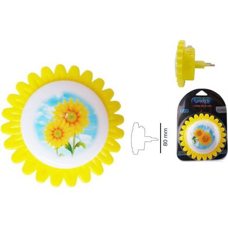 TRADE SHOP - Luce Led Notturna Forma Fiore Giallo Luce Bianca Lampada Cameretta Bimbi Dt-2188 - (1/4)