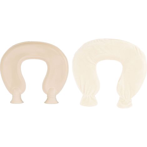 Bouillotte 1L en forme de U pour cou et épaules, couverture douce et pelucheuse incluse, blanc, idéale pour l'hiver. (1/5)