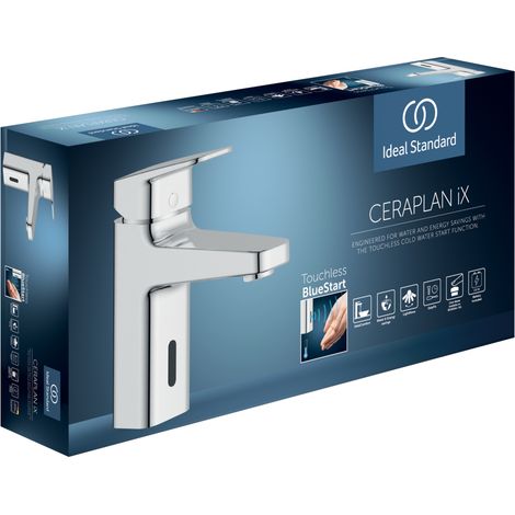 Ideal Standard Grifo de lavabo Ceraplan iX H90 c.Vaciador Híbrido, Sensor, Bluestart, Cromo, BD282AA (1/2)