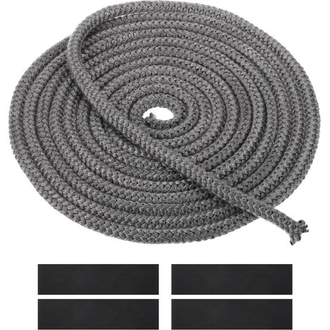 Lot de 2 Joint Tressé pour Insert et Poêle 8mm x 4m,Joint d'Étanchéité en Fibre de Verre Remplacement avec 4 Ruban,Joint Insert Cheminée pour Poele a Bois,Cheminée,Chaleu,Résistante à 600°C (1/5)