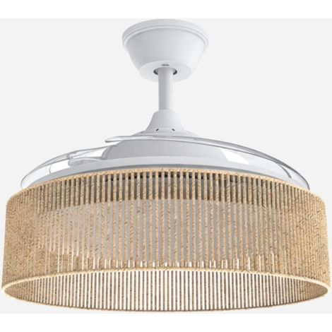 Mellerware - Ventilatore da soffitto Brizy Bright Rattan - LED 36W - Bianco (1/4)