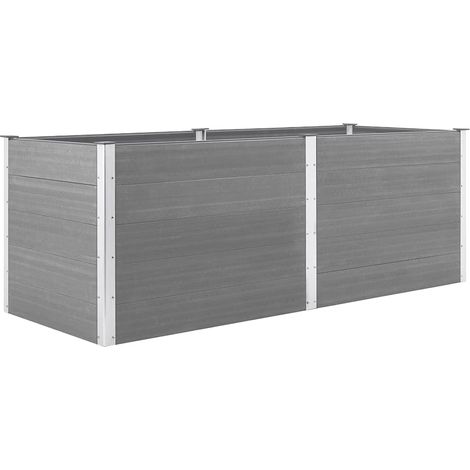 Bac à fleurs - Jardinière pour extérieur/intérieur jardin terrasse balcon - Lit surélevé de jardin 250x100x91 cm WPC Gris Chic-515697 (1/4)