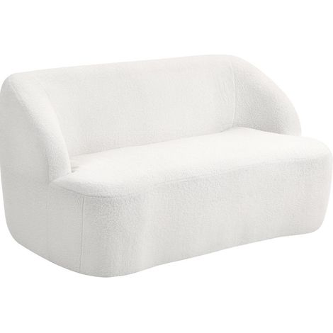 Sofá de 2 plazas curvo de poliéster blanco crema (1/5)