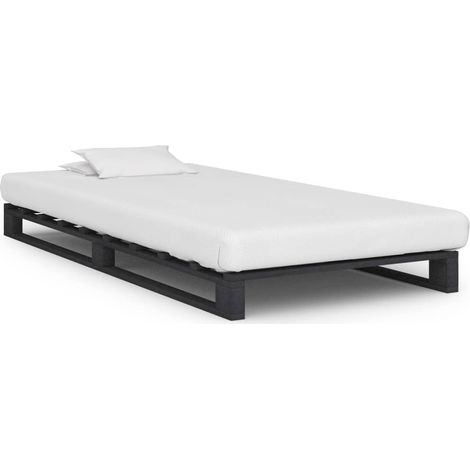 Cadre de lit de palette Moderne - Lit Adulte pour Couchage,facile à assembler Gris Bois de pin massif 90 x 200 cm -86727 (1/5)