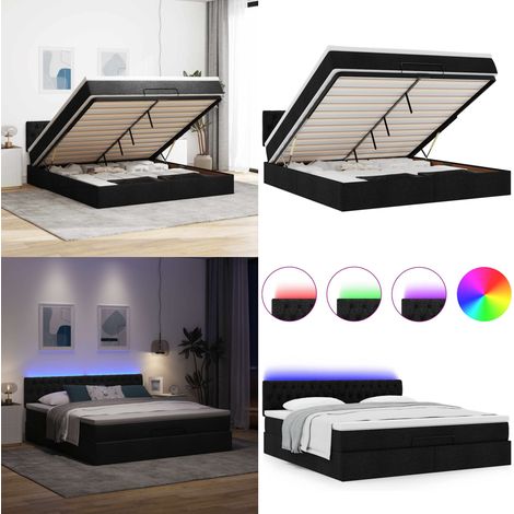 vidaXL Ottoman-Bett mit Matratze & LEDs Schwarz 160x200 cm Stoff (1/5)