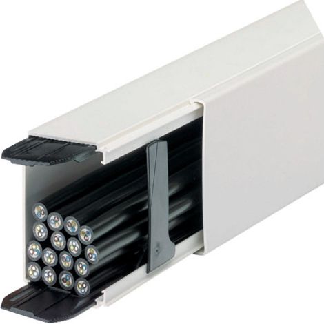 Hager – Goulotte de distribution cloisonnable 60x90mm – PVC blanc – Pour cheminement câbles en construction neuve ou rénovation – 2 éclisses et 4 agrafes incluses