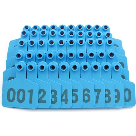 Filiyano-Lot de 100 boucles auriculaires bleues pour chèvres, porcs, vaches et veaux (1/5)
