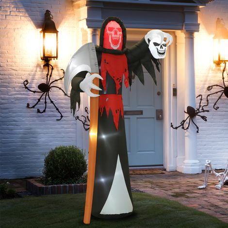Decoración de Halloween: Parca gigante de 3,7 m con iluminación LED, figura inflable iluminada para uso exterior. (1/5)