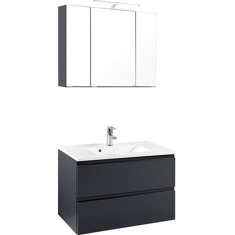Waschplatz Set COMO-03, Hochglanz grau, B x H x T ca.: 80 x 200 x 47cm (1/5)