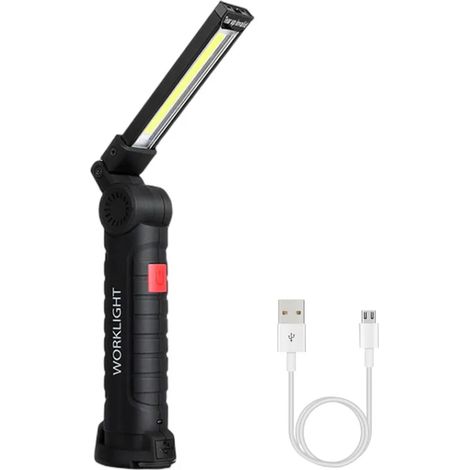 Lampe torche portable LED COB (longue) - Rechargeable par USB - Suspension magnétique - Batterie intégrée (1/5)