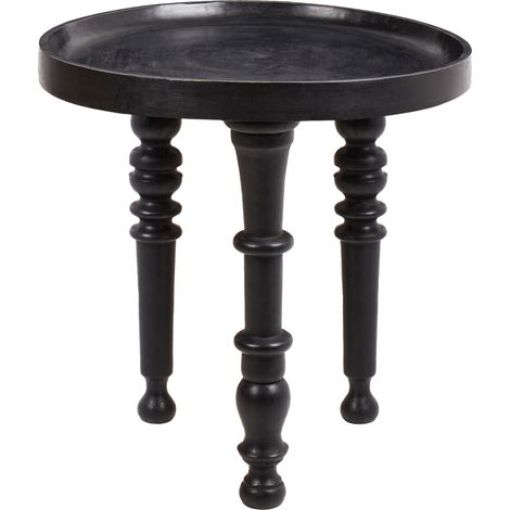Mesa auxiliar tradicional redonda 52 x 52 cm sala de estar mango negro Leeton